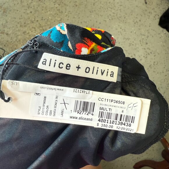 Alice + Olivia Santa Monica Delora Floral Crewneck Midi Dress - Size 6 - Picture 10 of 10